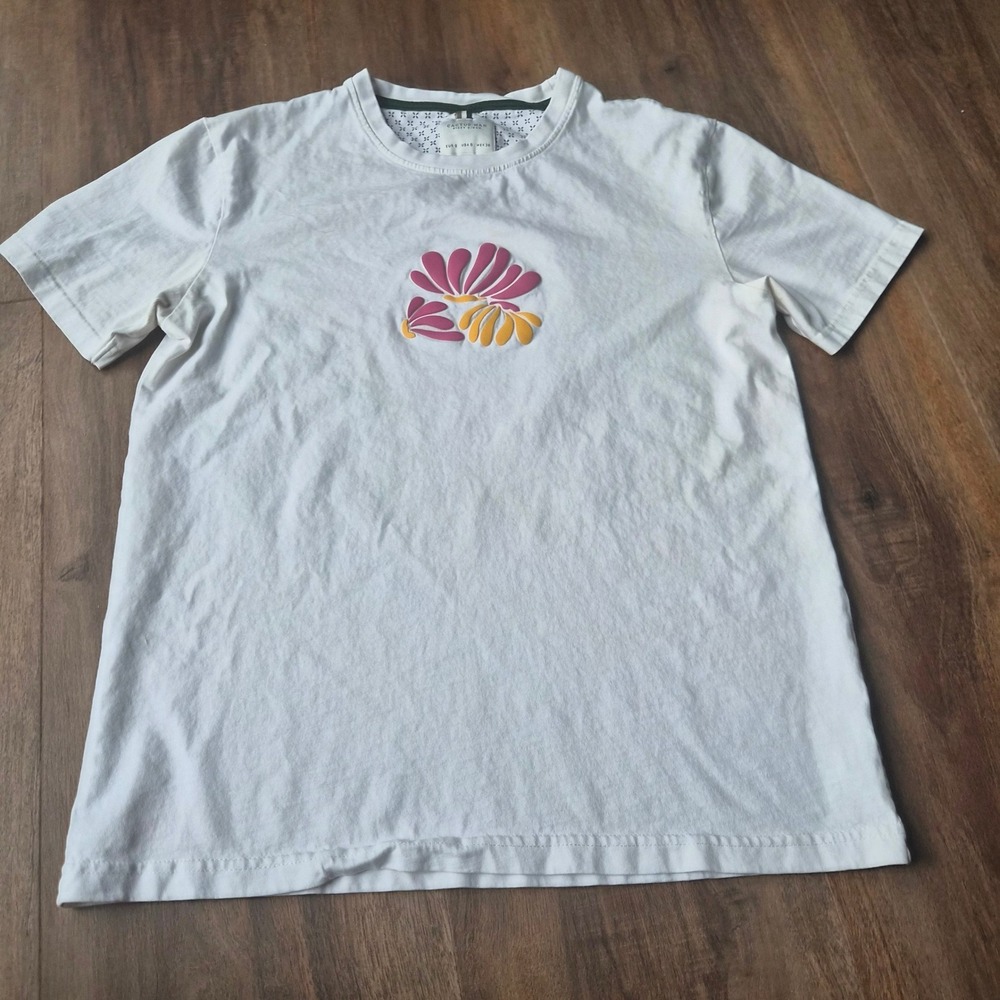 Cactus Man Ricky Singh Botanic Bloom White Graphic T-Shirt Mens Small Floral